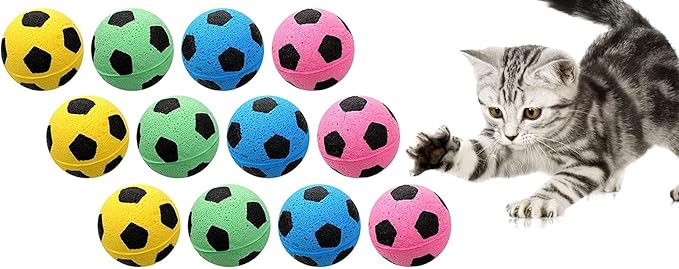YnFag Foam Soccer Balls Cat Toys for Indoor Cats Cat Balls (Football 12)-Mewly Pet