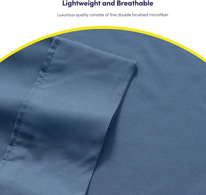 Full Size Bed Sheets - 6 Piece 1500 Supreme Collection Fine Brushed Microfiber Deep Pocket Full Sheet Set Bedding - 2 Extra Pillow Cases, Great Value, Full, Denim