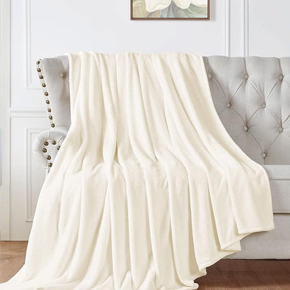 Walensee Fleece Blanket Plush Throw Fuzzy Lightweight (Twin Size 60x80 Cream) Super Soft Microfiber Flannel Blankets for Couch, Bed, Sofa Ultra Luxurious Warm and Cozy for All Seasons