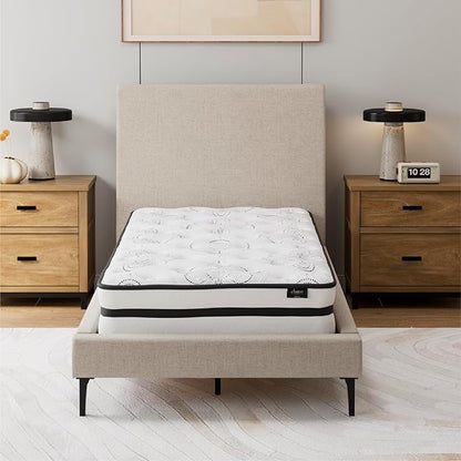 Signature Design by Ashley Twin Size Chime 10 Inch Medium Firm Hybrid Mattress with Cooling Gel Memory Foam for Pressure Relief, Fiberglass Free, Mattress In A Box