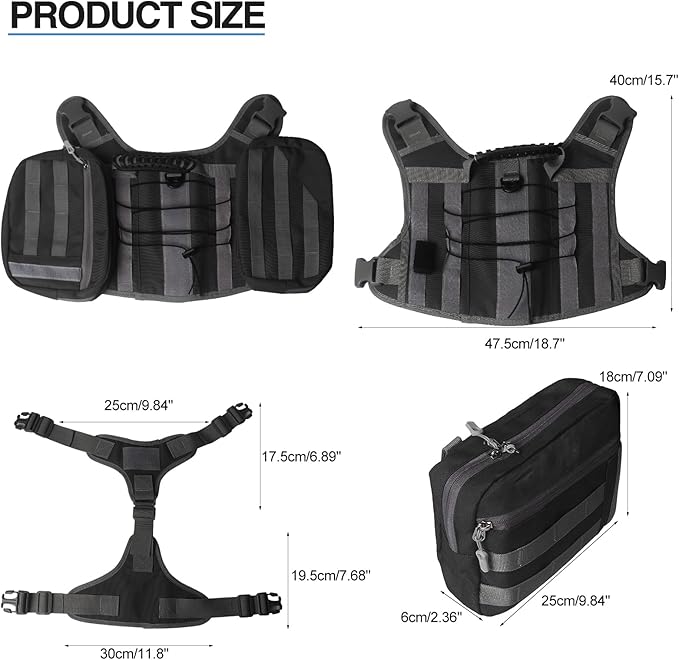 BYGD Dog Backpack for Hiking and Camping,Waterproof Lightweight Dog Hiking Backpack Harness with 2 Big Side Pockets Detachable Adjustable, Dog Saddle Bag for Large Dogs Walking Outdoor(X,XL Black)-Mewly Pet