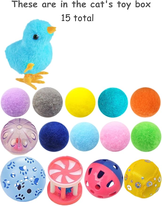 15-Pack Cat Toy Variety for Indoor Cats, Jumping for Joy (1.5'' - 3.7'', Cat Toys Mega Set)-Mewly Pet