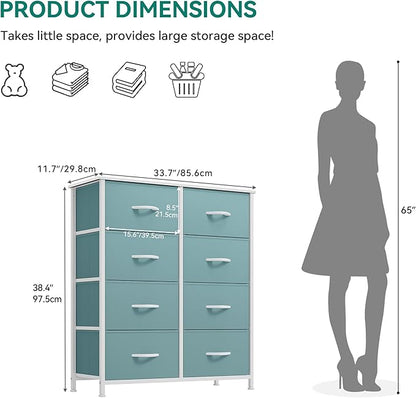 YITAHOME Fabric Dresser for Bedroom, Tall Storage 8 Drawers, Black Dresser & Chest of Drawers, Storage Drawer Organizer for Closet, Bedroom, Living Room