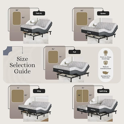 Sven and Son Essential Adjustable Bed Base (Frame) + 14 inch Hybrid Spring Matt (Medium Soft), Easy Assembly, Head and Foot Lift, Memory Positions, Zero Gravity, Wireless Remote - King