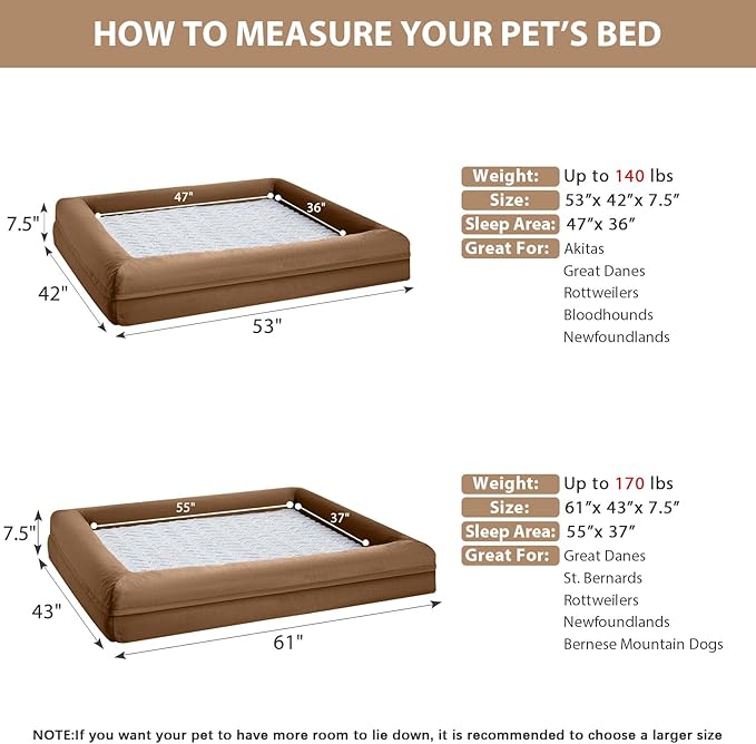 WNPETHOME XXXL Big Dog Bed, Washable Dog Couch with Removable Waterproof Cover, Orthopedic Large Pet Sofa Bed with Bolster Sides for Sleeping-Mewly Pet