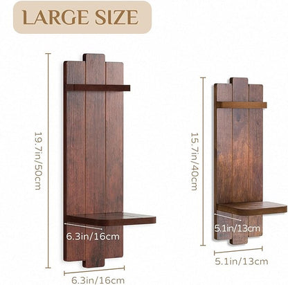 Large Candle Sconces for Farmhouse - 19.7 Inch Wood Candle Holder Wall Decor Set of 2 - Rustic Wall-Mounted Floating Shelf for Fireplace Mantel Bedroom Living Room