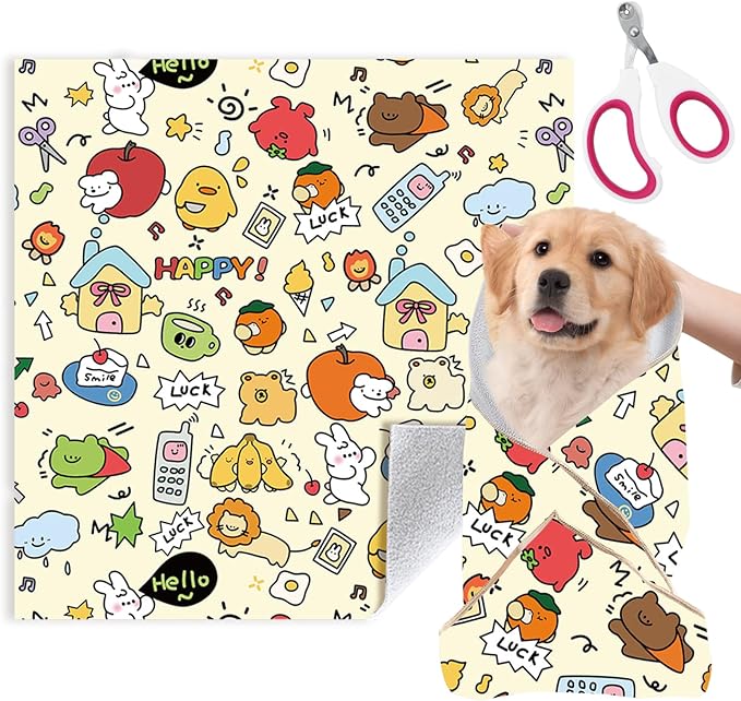 Cat Grooming Wrap for Cutting Nails with Cat Nail Clipper, Self-Adherent Wrap for Ear Cleaning, Anti-Runaway/Scratch, Cat Swaddle Wrap for Calming, Yellow-Mewly Pet