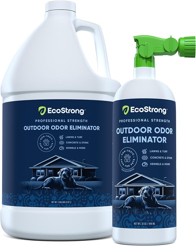 Eco Strong Outdoor Odor Eliminator Outside Dog Urine Enzyme Cleaner Powerful Pet, Cat, Animal Scent Deodorizer | Professional Strength for Yard, Turf, Kennels, Patios, Decks (160 oz Bundle w Sprayer)-Mewly Pet