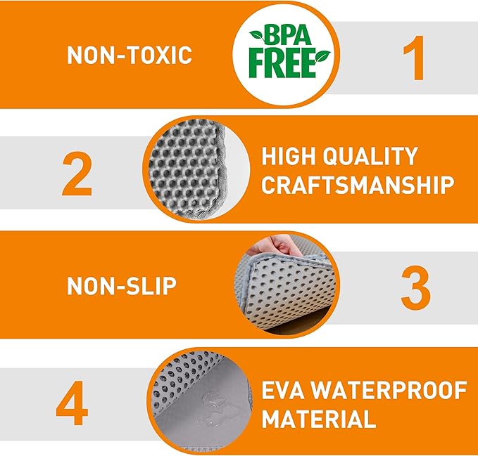 Large Cat Litter Mat for Litter Box, 47"×33" Double Layer Trapping Mat, Non-Slip Water Proof Kitty Litter Pad, Grey-Mewly Pet