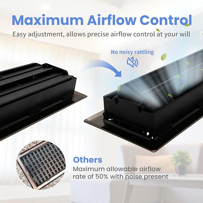 4x10 Inches 2 Pack Heavy Duty Walkable Floor Register - Easy Adjust Air Supply Lever Decorative Floor Vent Covers - Boston Design Vent Covers for Home - Oil Rubbed Bronze