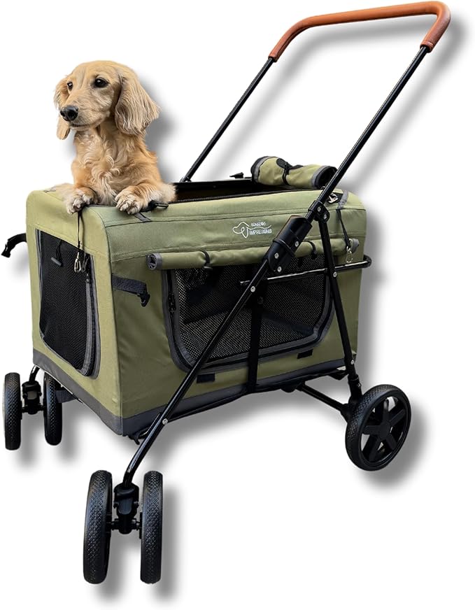 Pet Stroller Foldable Travel Crate for Small and Medium Dog and Cat, Portable Pet Travel Carrier, Pet Jogger with Detach Carrier-Mewly Pet