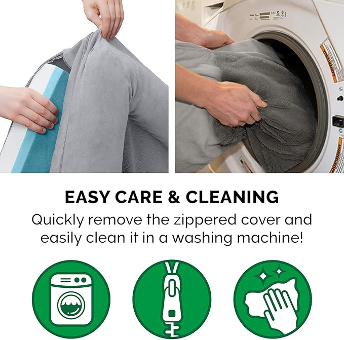 Furhaven Cooling Gel Dog Bed for Large/Medium Dogs w/ Removable Bolsters & Washable Cover, For Dogs Up to 55 lbs - Plush & Suede Sofa - Gray, Large-Mewly Pet