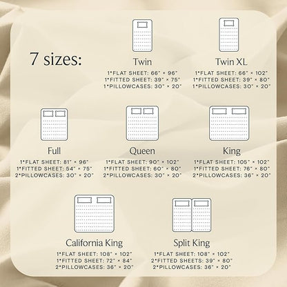 LuxClub Twin XL Sheets - Soft Kids Twin Bed Sheets for Boys and Girls, 3 PC Deep Pockets Wrinkle Free Kids Fitted Sheets Machine Washable Hotel Bedding Silky Soft- Cream Twin XL