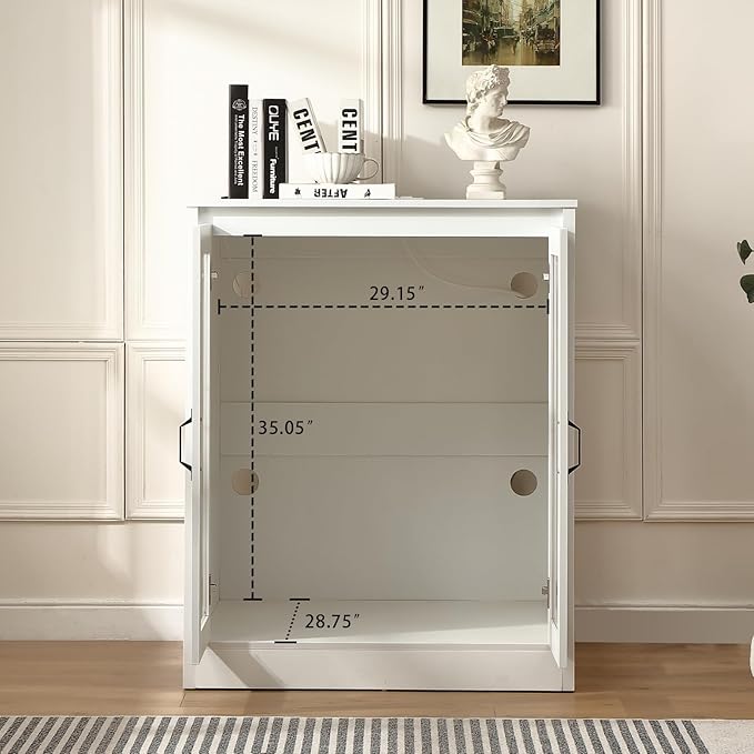 Cat Litter Robot Enclosure with Cat-Observant Glass Doors,Litter Robot Cabinet with Cozy LED for Cats,Reversible and Optional Entry(Left or Right),Power Outlet for More Choice, (White)-Mewly Pet