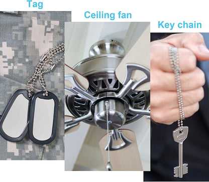 200 Inch Ceiling Fan Pull Chain, (Upgrade Rust Proof) 3.2mm Beaded Pull Chains Extension, Light Chain Pulls Extenders Great Pulling Force Stainless Steel with 24 Matching Connectors 2 Styles, By PSISO