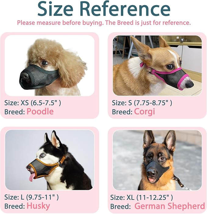 LUCKYPAW Dog Muzzle, Mesh Muzzle for Large Medium Small Dogs, Soft Mouth Guard for Biting Chewing, Breathable Mouth Guard with Adjustable Strap for Training(Hot Pink, L(Snout:9.75"-11"))-Mewly Pet