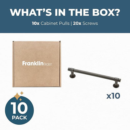 Franklin Brass Francisco (5-Pack) Cabinet Handles 5-1/16' Hole Center Soft Iron Kitchen Drawer Pulls Dresser, Furniture Hardware P29618K-SI-B1