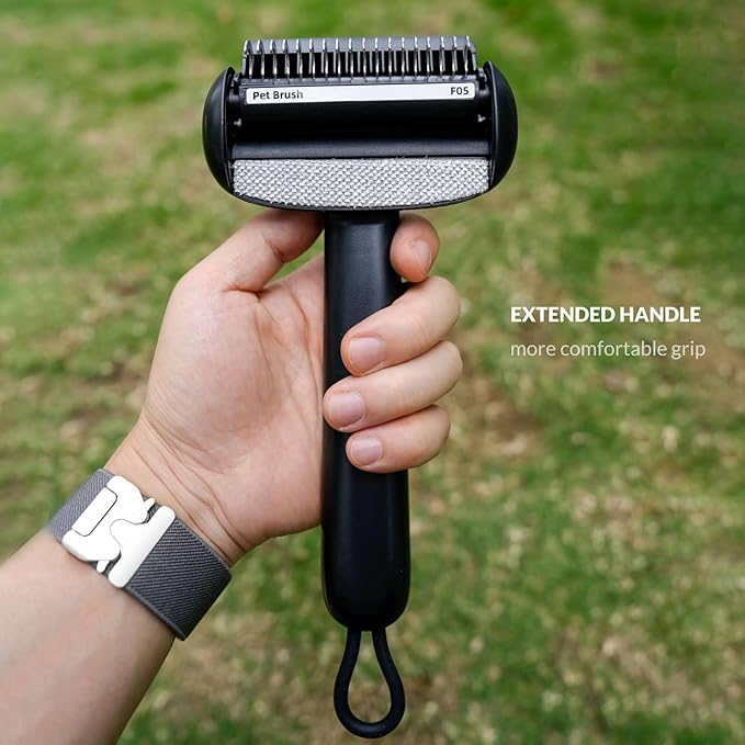 Self Cleaning Grooming Brush for Shedding Pets Rake Gently Removes Loose Undercoat Mats Tangled (Black)-Mewly Pet