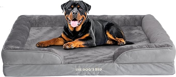 The Dog’s Bed, Orthopedic Standard Foam Waterproof Dog Bed with Standard Support, XXL Silver Grey Plush, Waterproof, Supportive Dog Bed with Replaceable Covers, Veterinary Approved-Mewly Pet