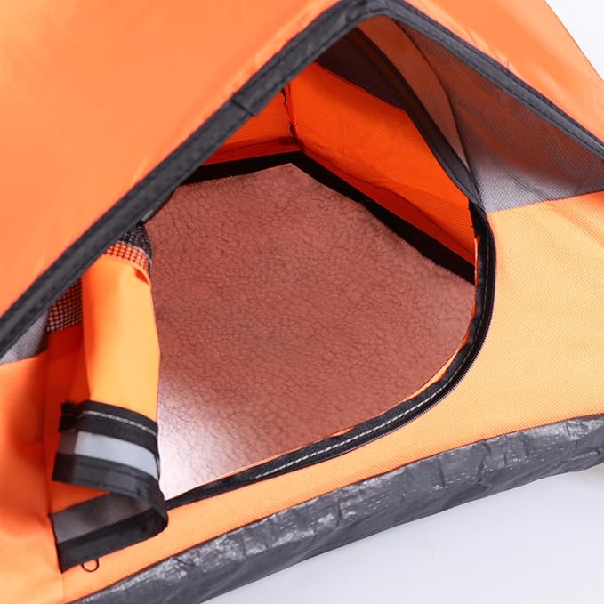 Cat Camping Tent, Cat Tent Bed, Pet Tent for Indoor Cat and Small Dog, Mini Tent (Orange, 21 x 21 x 14 Inches)-Mewly Pet