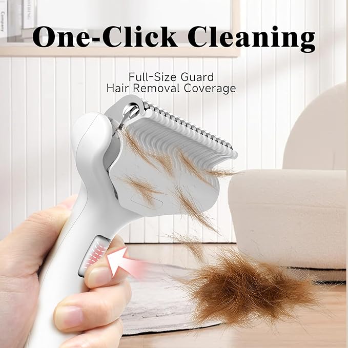 Pet Steam Brush for Dog & Cat - 3-in-1 Steam Grooming Brush for Shedding - Self Cleaning Spray Comb with Mist for Long Haired Pets - Includes Waterless Shampoo & undercoat rake, Blue-Mewly Pet