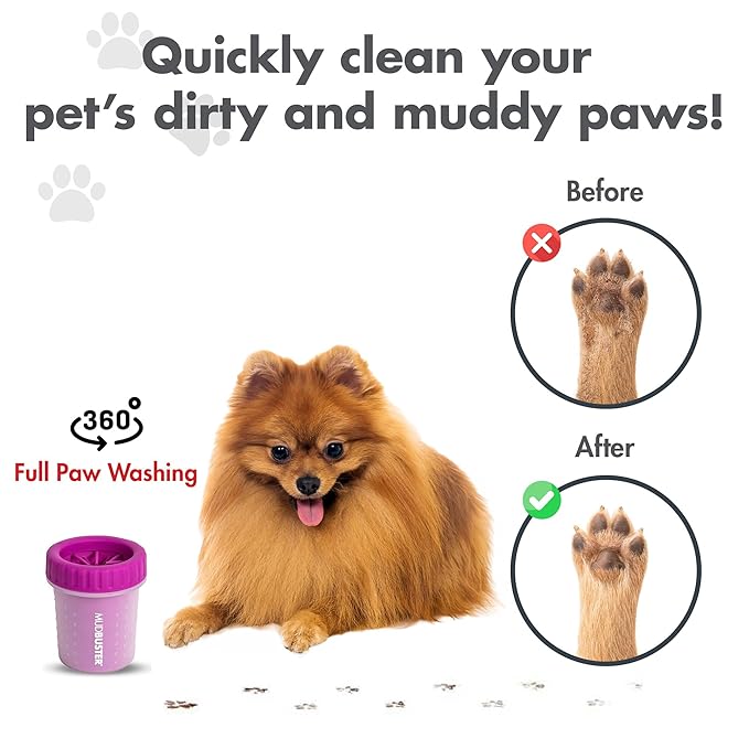 Dexas MudBuster Portable Dog Paw Cleaner, Small, Fuchsia - Premium Quality Pet Accessory-Mewly Pet
