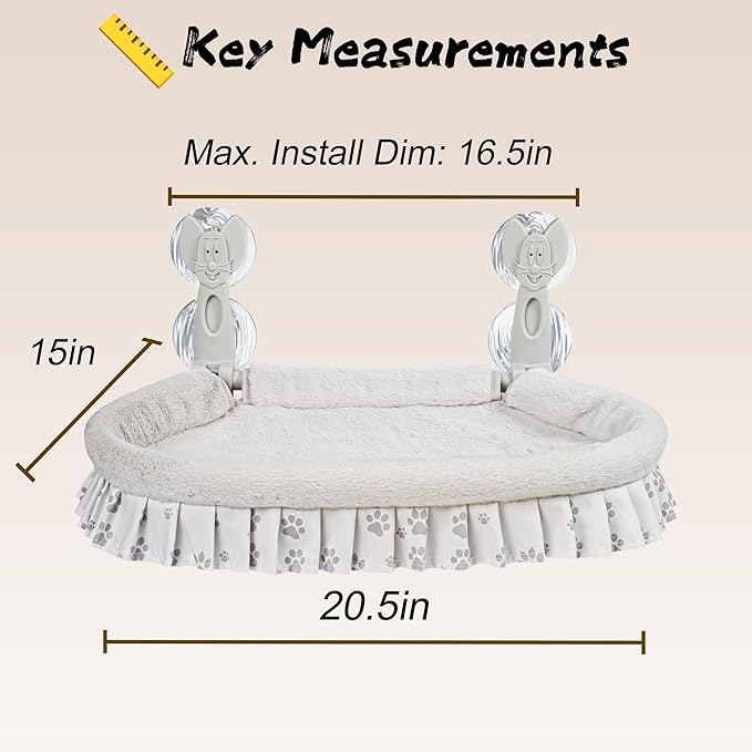 Cat Window Perch for Large Cats - No Tools Needed with 4 Super Suction Cups, Soft Chew-Resistant Fleece & Easy Clean Design-Mewly Pet