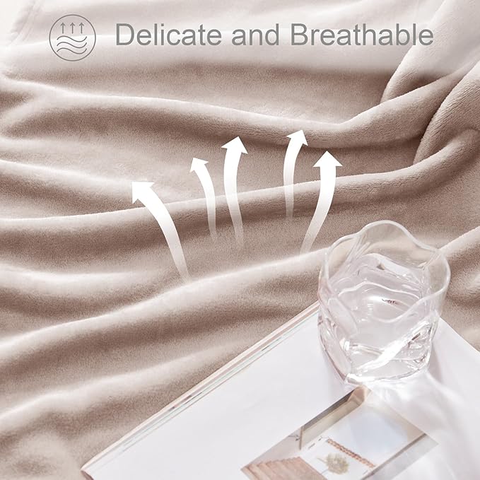 Exclusivo Mezcla Fleece Throw Blanket for Couch, Sofa, 300GSM Super Soft and Warm Blankets, Camel Throw All Season Use, Cozy, Plush, Lightweight, 50x60 Inches