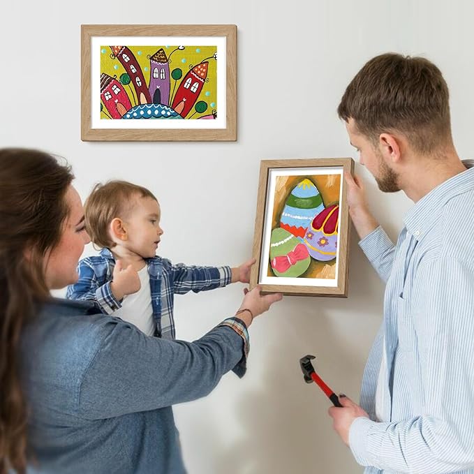 1 Pack Kids Artwork Frames Changeable 8.5 x 11 Inch Children Art Projects Kids Art Frames Front Opening Picture Display Frame, Wood