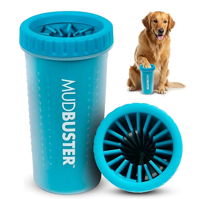 Dexas MudBuster Portable Dog Paw Cleaner, Large, Blue (PW720312)-Mewly Pet