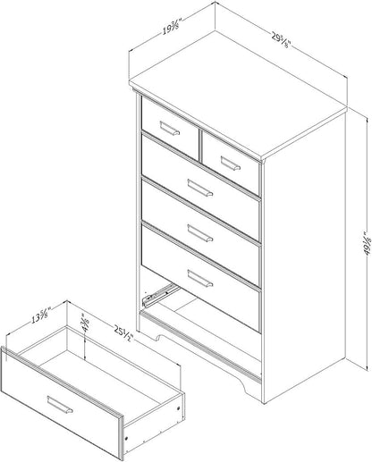 South Shore Versa Collection 5-Drawer Dresser, Gray Maple with Antique Handles