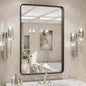 LOAAO 20X30 Inch Black Metal Framed Bathroom Mirror for Wall, Matte Black Bathroom Vanity Mirror Farmhouse, Large Rounded Rectangle Mirror, Anti-Rust, Hangs Horizontally or Vertically
