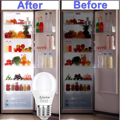 LED Refrigerator Light Bulbs 40W Equivalent 120V A15 Fridge Waterproof Bulbs 5W Daylight White 5000K E26 Medium Base Freezer Light Bulbs Non-dimmable, 2Packs