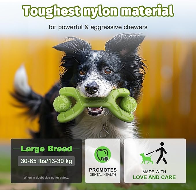 Indestructible Dog Toys for Aggressive Chewers - Heavy Duty Chew Proof Durable Toy for Large Breed Dogs, Interactive Tough Nylon Bone for Boredom Relief & Mental Stimulation-Mewly Pet
