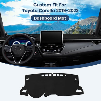 Dashboard Cover Mat Custom Fit for 2019-2023 2024 2025 2026 Toyota Corolla Sedan(L LE SE XLE XSE), Hatchback(SE XSE) Dash Cover Nonslip Dash Mat Protector Sunshade No Glare Black