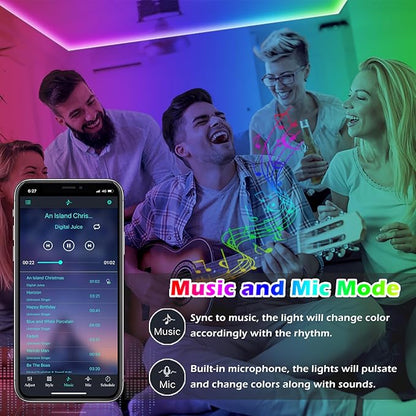 LETIANPAI Led Strip Lights, 82ft/25m Long Smart Led Light Strips Music Sync 5050 RGB Color Changing Rope Lights,Bluetooth APP/IR Remote/Control Led Lights for Bedroom,Home Decoration,Party,Festival