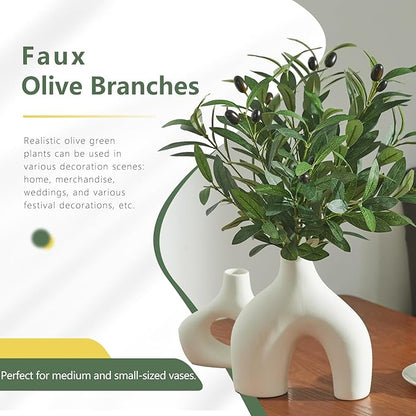 5 PCS 18 Inch Olive Tree Branches Greenery Stems Artificial Plants Faux Olive Branch for Vase Realistic Green Stem Home Decor Indoor