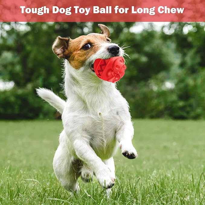 Rubber Treat Dispensing Dog Toys, Indestructible Dog Ball for Aggressive Chewers, Interactive Treat Toy for Boredom to Keep Them Busy, Large Aggressive Chew Dispensing Ball-Mewly Pet