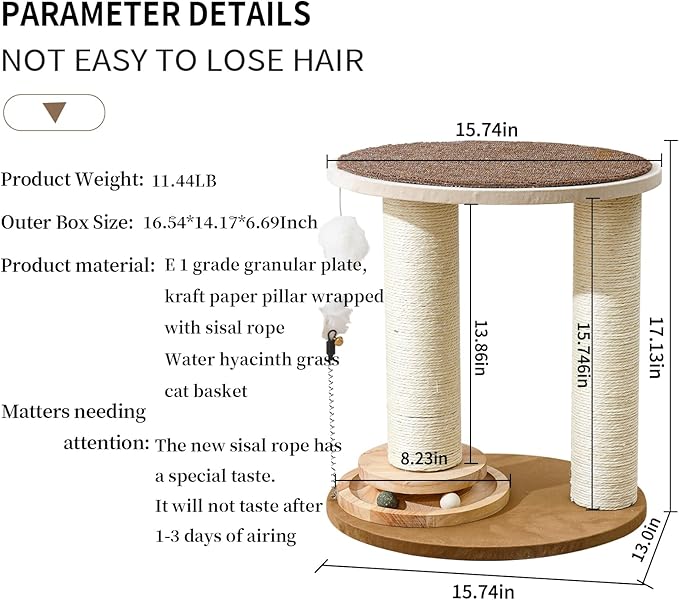 Wood Cat Tree Tower with Scratching Posts – Handmade Cat Condo for Indoor Cats – Cat Scratcher & Resting Platform – Stable & Stylish Cat Furniture-Mewly Pet
