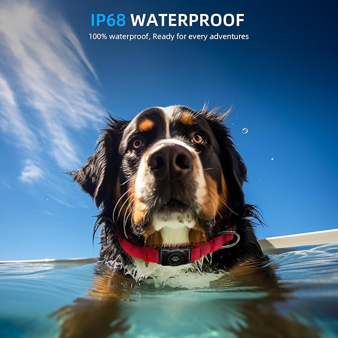 Upgraded AirTag Dog Collar, IP68 Waterproof Air Tag Dog Collar Holder, Reflective, Ultra-Durable, Comfortable Padded, Heavy Duty Dog Collars for Small Medium Large Dogs (M (12.6"-17.1"), Red)-Mewly Pet