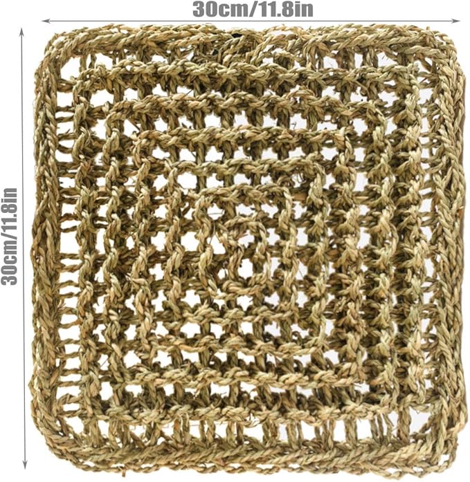 Hamiledyi Rabbit Seagrass Mat Bunny Chew Toys for Teeth Hanging Activity Mat Rabbit Enrichment Activity Mat Small Animal Toys for Hamster Guinea Pigs Gerbil Birds-Mewly Pet