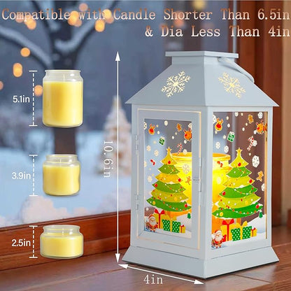 Christmas Candle Warmer Lamp,Electric Candle Lamp Warmer with Timer Dimmable,Compatible with 3 Wick Candles/Large Candel Jar,Rustic Candle Warming Lamp Lantern Farmhouse Style White
