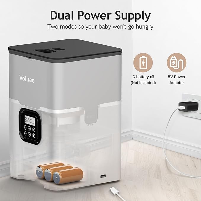 VOLUAS Automatic Cat Feeders - Dry Food Dispenser with Timer, Desiccant Bag, Programmable Portion Size Control 4 Meals Per Day, 10s Voice Recorder-Mewly Pet