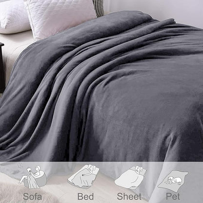 Exclusivo Mezcla Fleece Blanket Twin Size for Bed, Super Soft and Warm, All Season Use, Cozy, Plush, Lightweight, 60x80 Inches Dark Grey