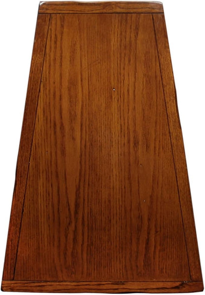 Leick Home Slate End Table, Solid Wood, Narrow Wedge Shape, Slate Tile Insets, Bottom Display Shelf, Easy-Assembly, Rustic Oak, 23.5 in. L x 17 in. W x 24 in. H, 10056