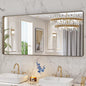 LOAAO 60”X28” Bronze Bathroom Mirrors for Vanity, Rounded Rectangle Brushed Bronze Metal Frame Mirror, Anti-Rust, Tempered Glass, Hangs Horizontally or Vertically
