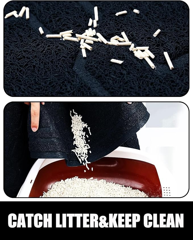 Yimobra Cat Litter Mat, 24"x20" Litter Mat with Litter Lock Mesh, Soft Cat Litter Mat Litter Trapping Mat, Easy to Clean, Non-Slip, Water Resistant, Litter Free Floors, Dark Blue-Mewly Pet