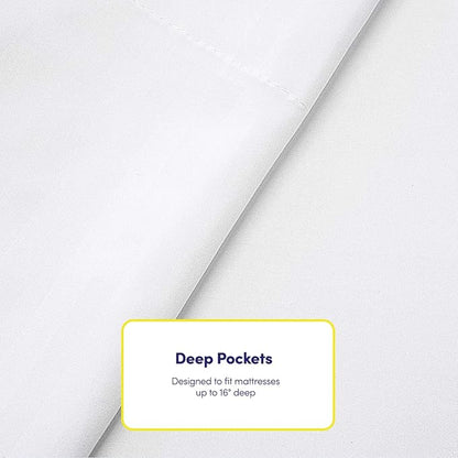 Dobby Stripe Queen Sheets - 6 Piece 1500 Supreme Collection Fine Brushed Microfiber Deep Pocket Queen Sheet Set Bedding - 2 Extra Pillow Cases, Great Value, Queen, Dobby White