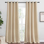 NICETOWN Bedroom Room Darkening Curtains, Biscotti Beige, 1 Pair, 55 inches by 108 Inch, Triple Weave Microfiber Grommet Top Thermal Insulated Solid Darkening Panels/Drapes for Kid's Room