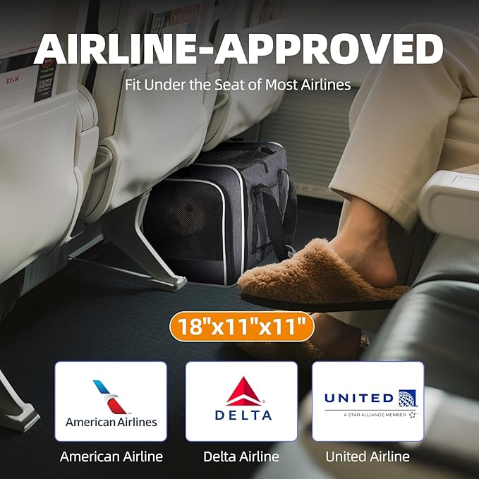 Top Loading Medium Cat Carrier with Privacy Curtain, Delta Approved TSA Pet Travel Crate Suitcase Luggage Sleeve, Soft-Sided Dog Kennel Bag 18x11x11 United Airline Approved Under Seat Grey-Mewly Pet